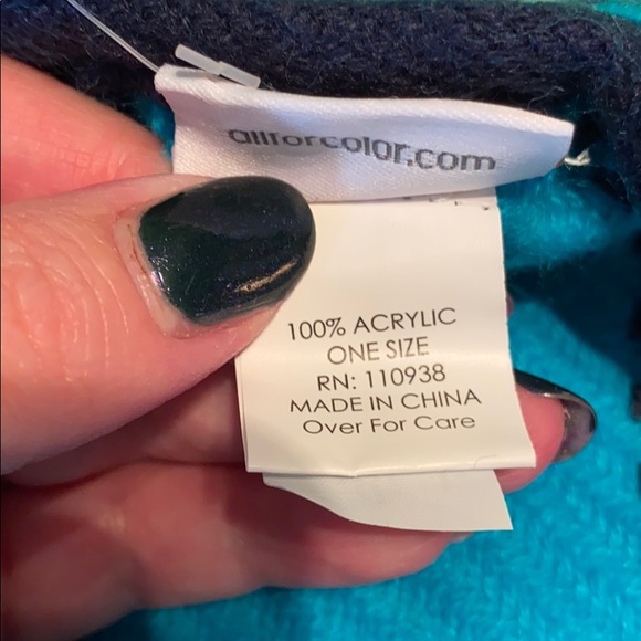 Turquoise And Navy Wrap Shawl - Picture 12 of 16